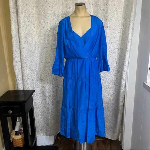 Kobi Halperin Blue Sasha Ruffle Cotton and Silk Voile Dress, NWT, Small - Picture 2 of 5